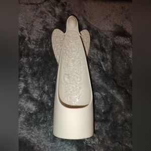 Party Lite Angel Votive - Flower & Scroll Design on Wings - White Porcelain